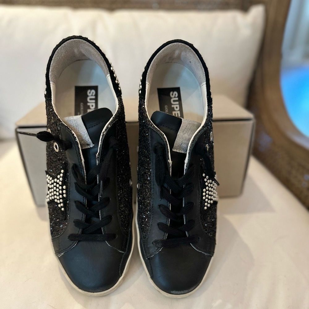 Black Glitter and Pearl Golden Goose Super-Star Classics